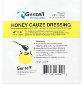 Gentell Honey Gauze “Manuka” Dressing, 4”x4” (10x10cm)