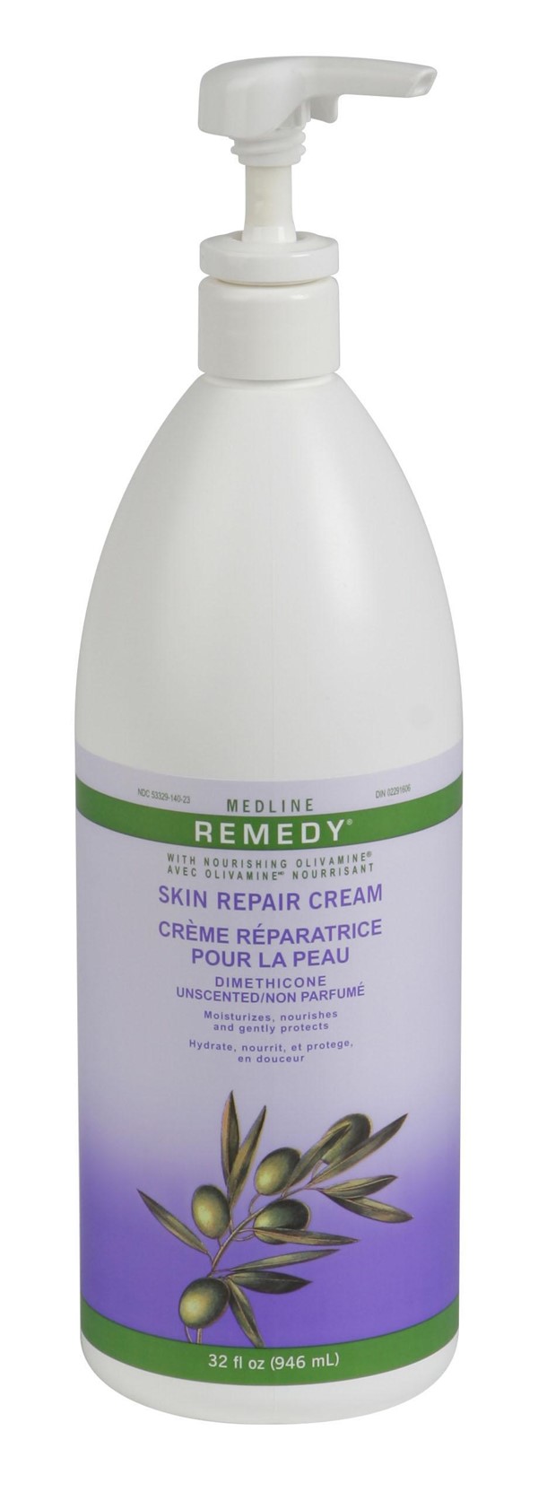 Remedy Olivamine Skin Repair Cream, Unscented, 32 oz. Pump Bottle, case of 12
