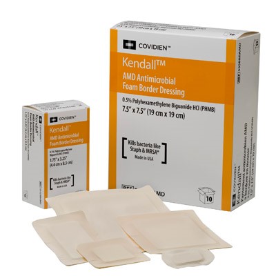 Kendall™ AMD Antimicrobial Foam Dressings, 4 in. x 4 in., box of 10