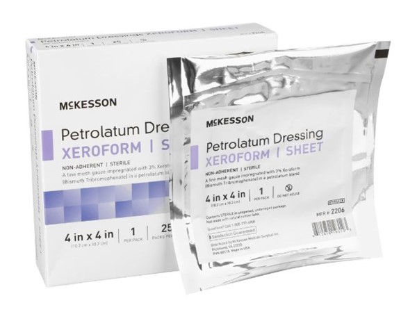 Xeroform Petrolatum Dressings, 3% Bismuth Tribromophenate, Sterile, 4