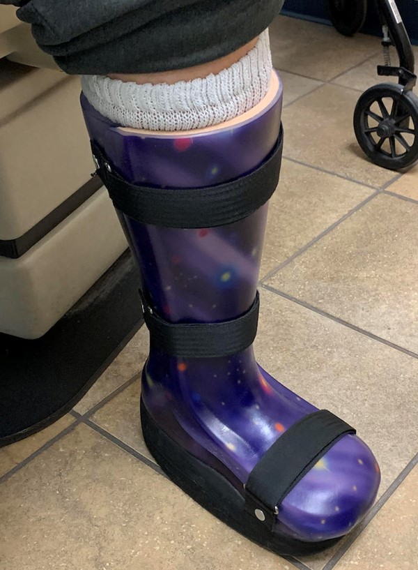 Patient wearing CROW boot