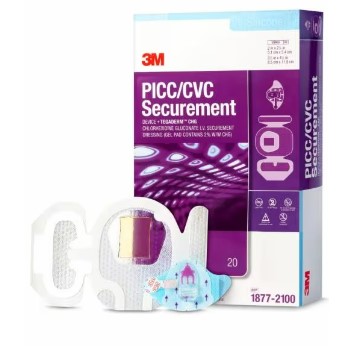 3M PICC/CVC Securement Device + Tegaderm Chlorhexidine Gluconate I.V. Securement Dressing, 3 1/2 x 4 1/2 in, case of 80