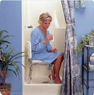 Figure 2 .6 . Stationary shower chair (Copyright by Sam- mons Preston Rolyan. Reprinted with permission.)