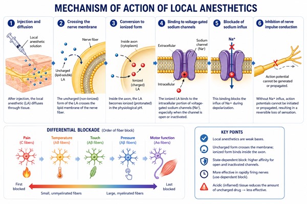 Mechanism of action of local anesthetics